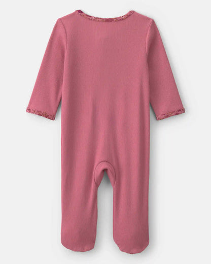 Baby Girl Floral Cotton 2-Way Zip Sleep & Play Pajamas - Pink