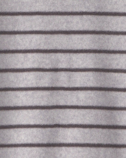 Baby Boy Monster Striped Fleece 2-Way Zip Sleep & Play Pajamas - Grey