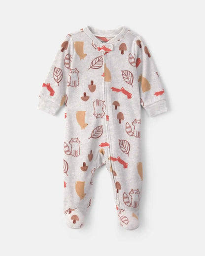 Baby Autumn Fleece 2-Way Zip Sleep & Play Pajamas - Grey
