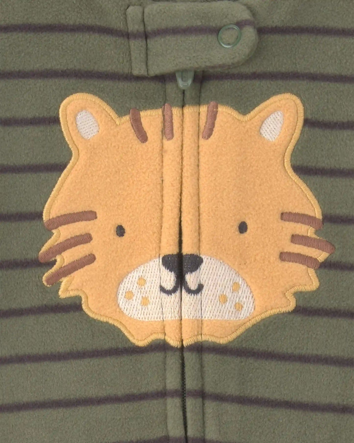 Baby Boy Tiger Striped Fleece 2-Way Zip Sleep & Play Pajamas - Green