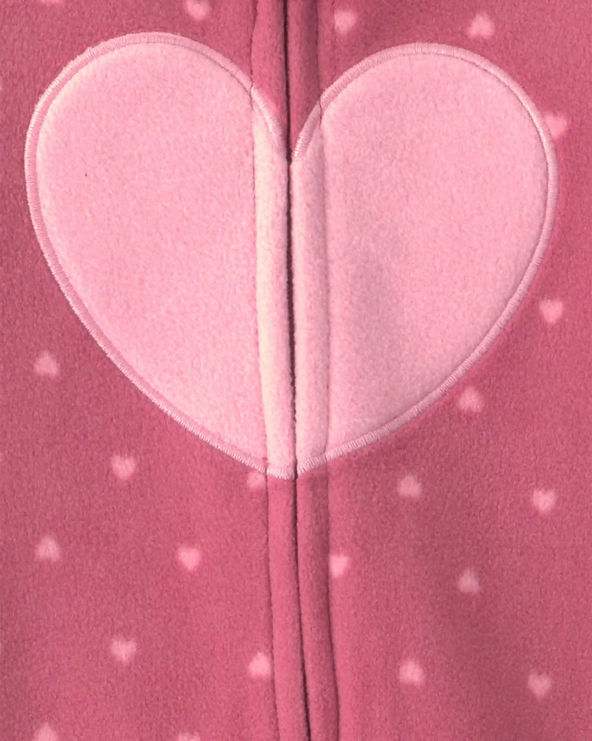 Baby Girl Heart Fleece 2-Way Zip Sleep & Play Pajamas - Pink