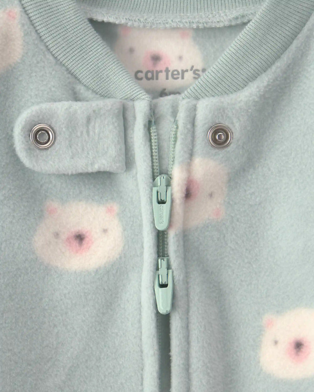 Baby Girl Bear Fleece 2-Way Zip Sleep & Play Pajamas - Green