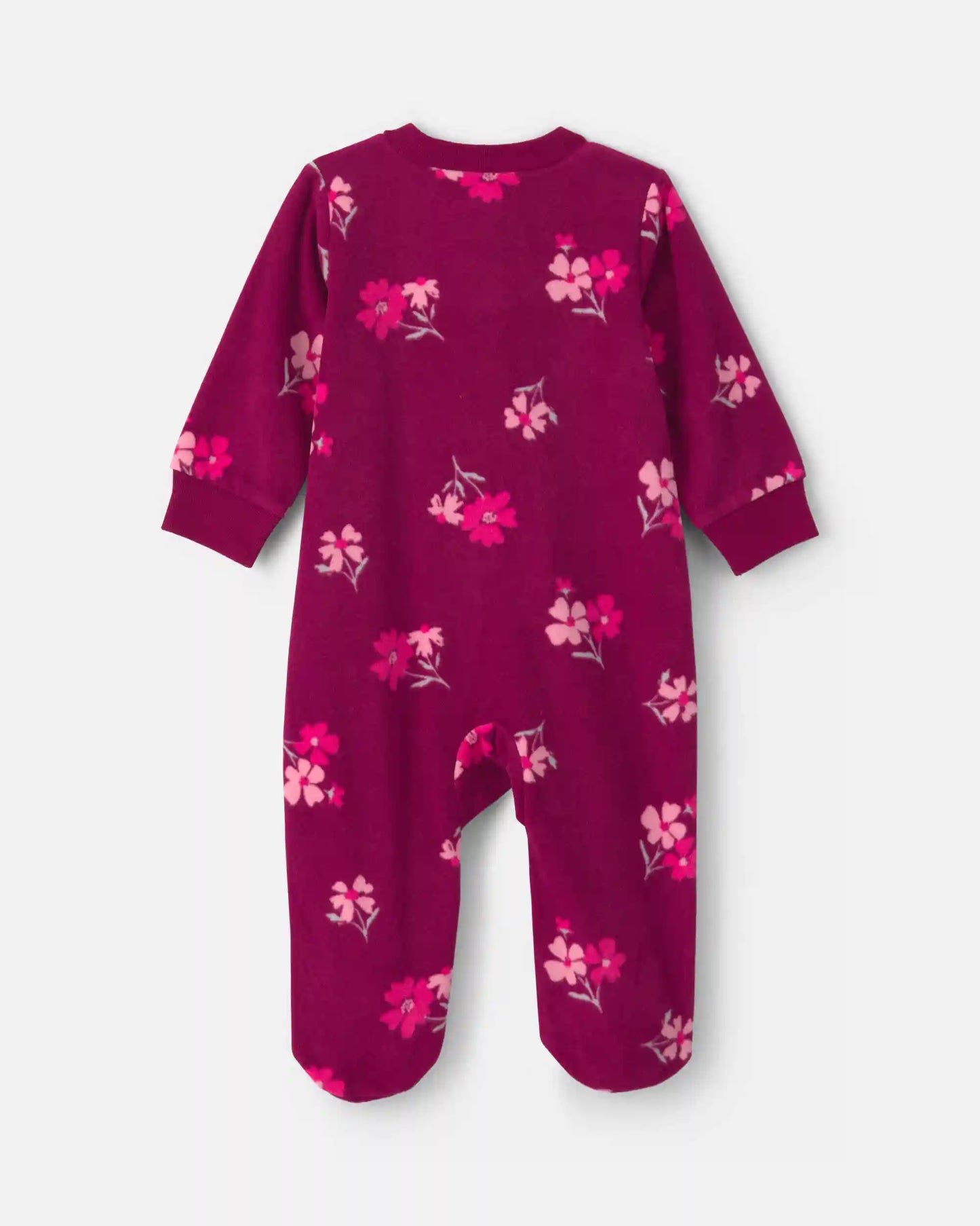 Baby Girl Floral Fleece 2-Way Zip Sleep & Play Pajamas - Purple