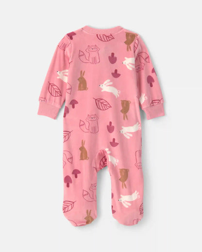 Baby Girl Autumn 2-Zip DreamPlush Sleep & Play Pajamas - Pink