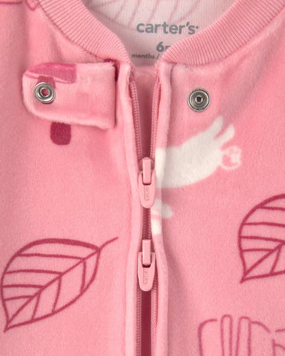 Baby Girl Autumn 2-Zip DreamPlush Sleep & Play Pajamas - Pink