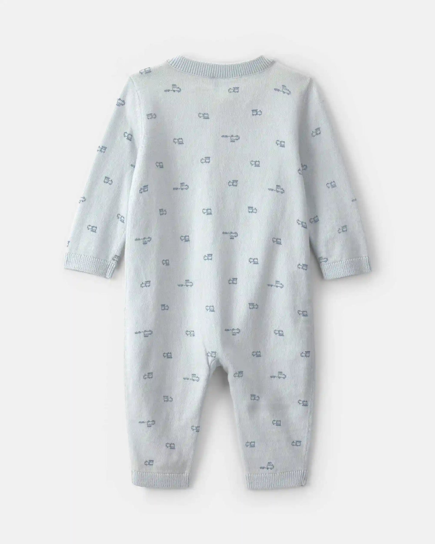 Baby Boy Train 2-Way Zip Long-Sleeve Jumpsuit - Blue
