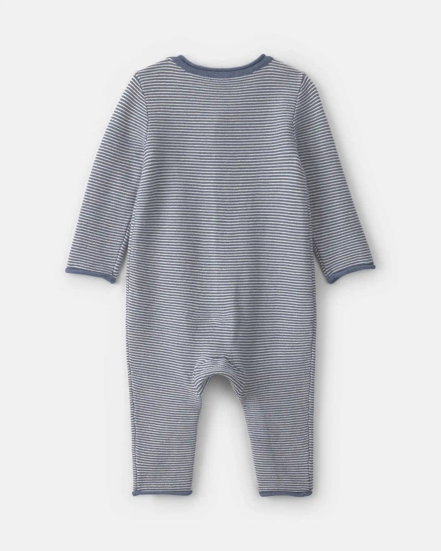 Baby Boy Striped Long-Sleeve Jumpsuit - Navy Blue