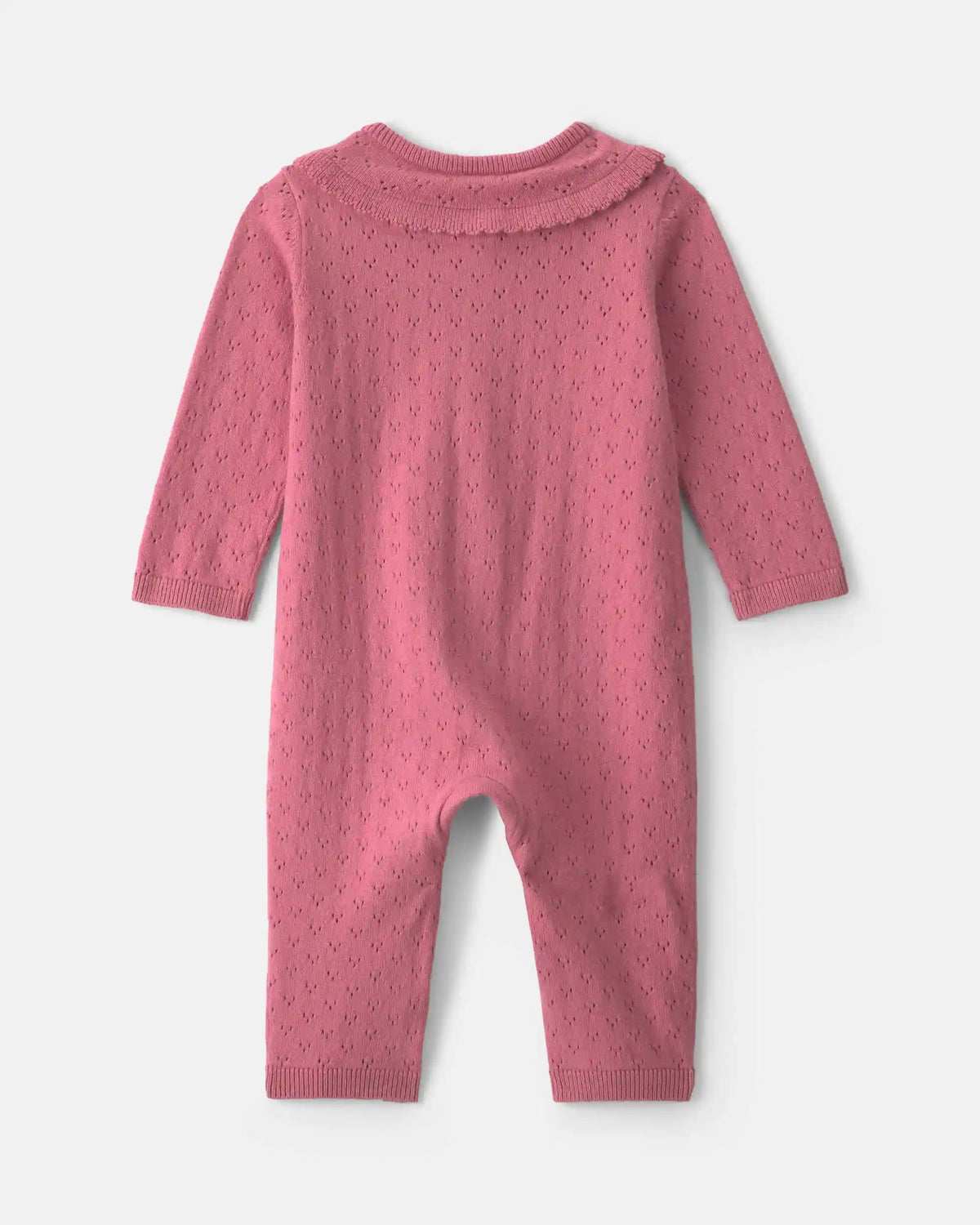 Baby Girl Pointelle Long-Sleeve Jumpsuit - Pink