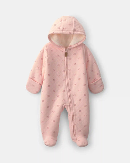 Baby Girl Sheep Teddy Fleece Long-Sleeve Jumpsuit - Pink