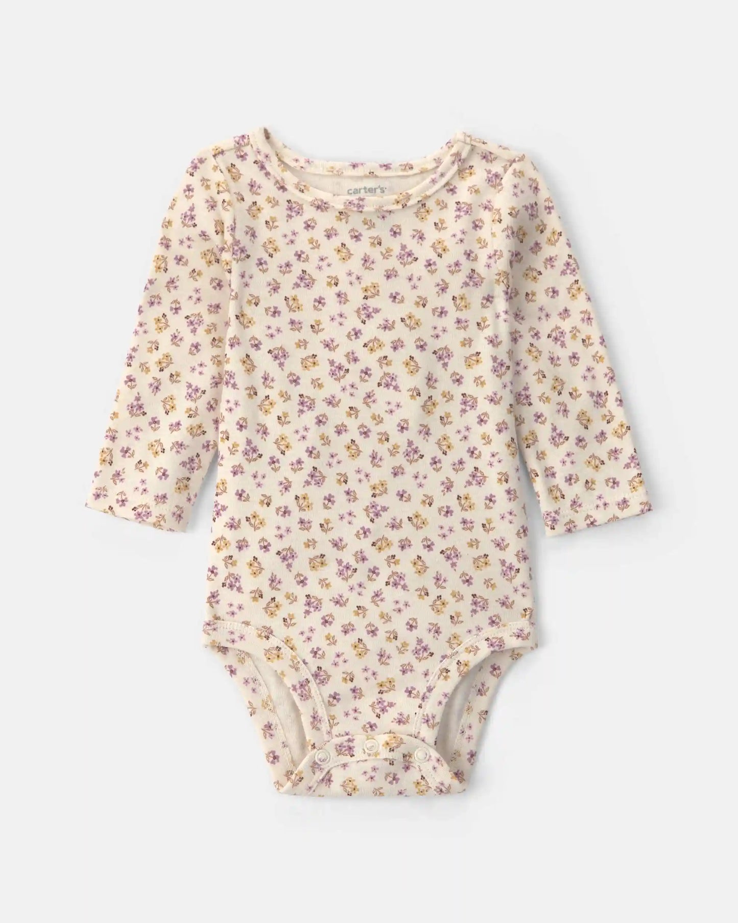 Baby Girl 2-Piece Fox Velvety Long-Sleeve Dress Set - Purple/Cream