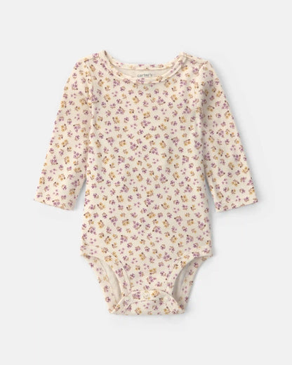 Baby Girl 2-Piece Fox Velvety Long-Sleeve Dress Set - Purple/Cream