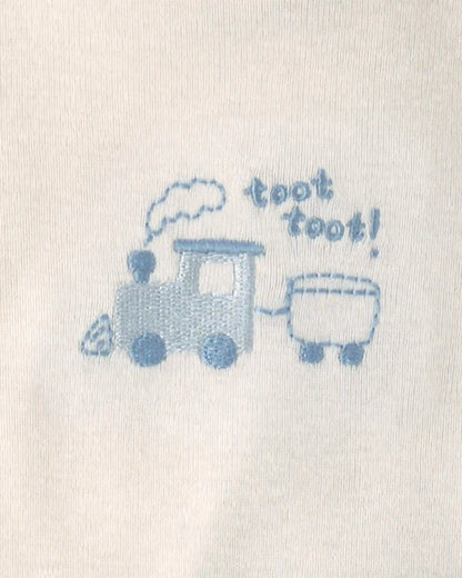 Baby Boy 3-Piece Train Long-Sleeve Bodysuit & Pant Set - Blue/Cream