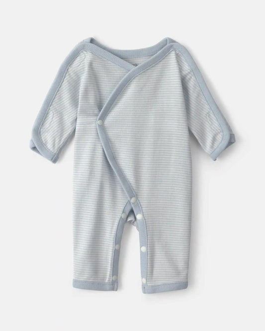 Baby Boy Striped 100% Cotton Sleep & Play Pajama - Blue