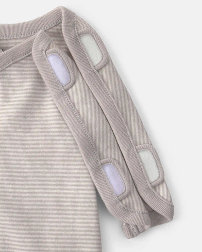 Baby Striped 100% Cotton Sleep & Play Pajama - Grey