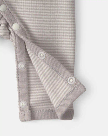 Baby Striped 100% Cotton Sleep & Play Pajama - Grey