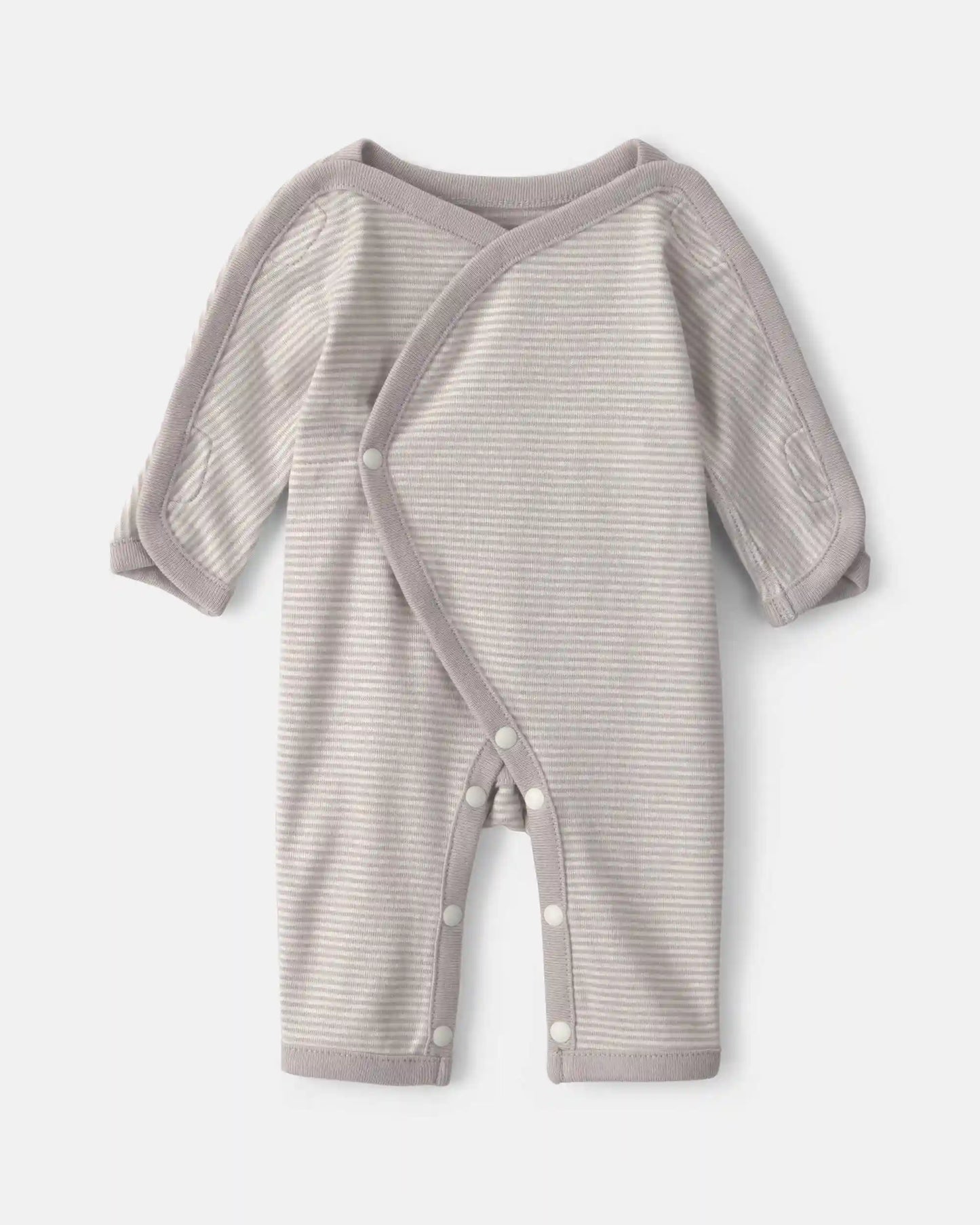 Baby Striped 100% Cotton Sleep & Play Pajama - Grey