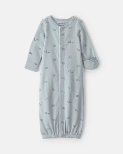 Baby Boy Train Long-Sleeve Sleeper Gown - Blue