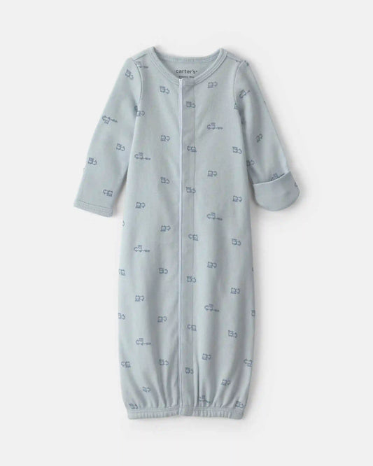 Baby Boy Train Long-Sleeve Sleeper Gown - Blue