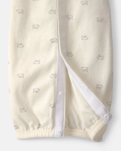 Baby Bear Long-Sleeve Sleeper Gown - Cream