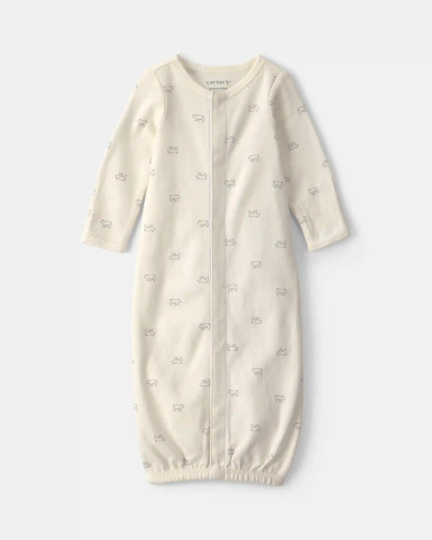 Baby Bear Long-Sleeve Sleeper Gown - Cream