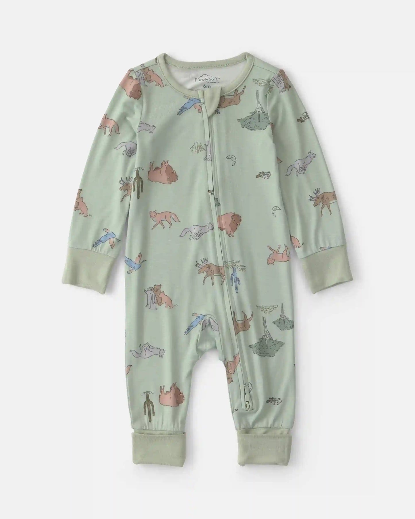 Baby Boy Desert PurelySoft™ 2-Way Zip Sleep & Play Pajamas - Green