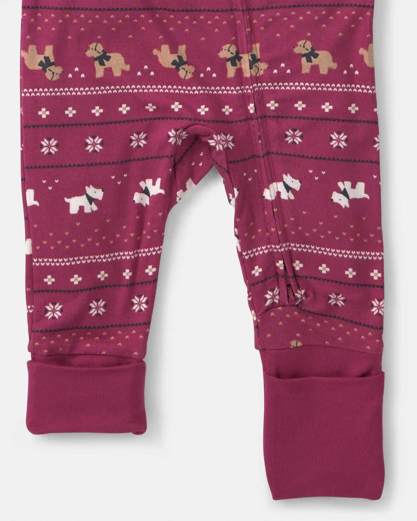 Baby Fair Isle PurelySoft™ 2-Way Zip Sleep & Play Pajamas - Burgundy