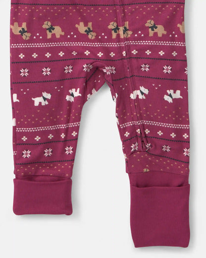 Baby Fair Isle PurelySoft™ 2-Way Zip Sleep & Play Pajamas - Burgundy
