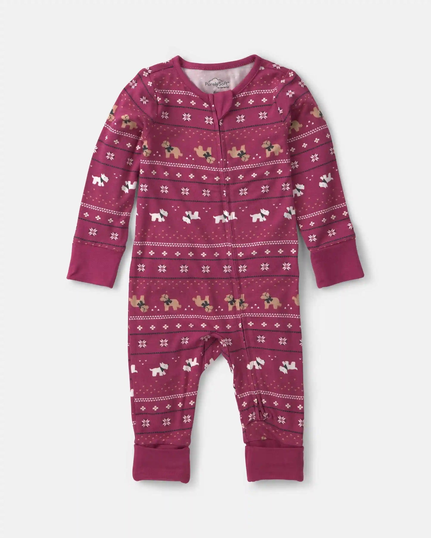 Baby Fair Isle PurelySoft™ 2-Way Zip Sleep & Play Pajamas - Burgundy