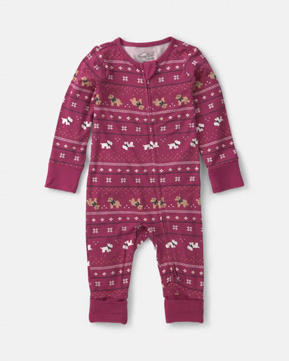 Baby Fair Isle PurelySoft™ 2-Way Zip Sleep & Play Pajamas - Burgundy