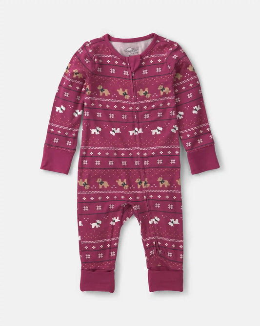 Baby Fair Isle PurelySoft™ 2-Way Zip Sleep & Play Pajamas - Burgundy