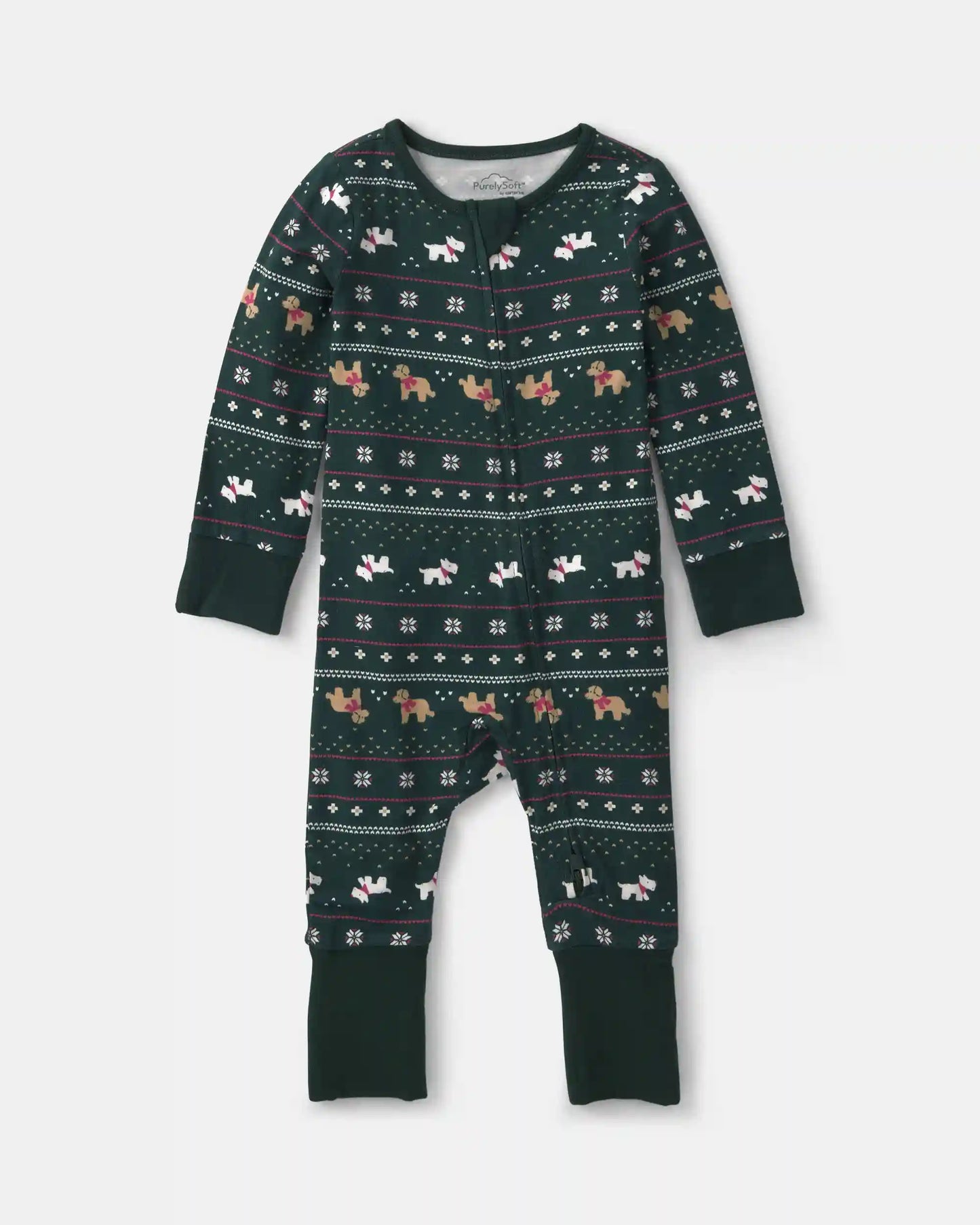 Baby Fair Isle PurelySoft™ 2-Way Zip Sleep & Play Pajamas - Green