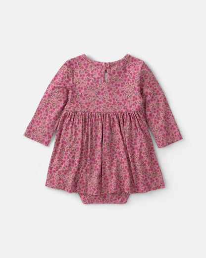 Baby Girl Floral PurelySoft™ Long-Sleeve Bodysuit Dress - Pink
