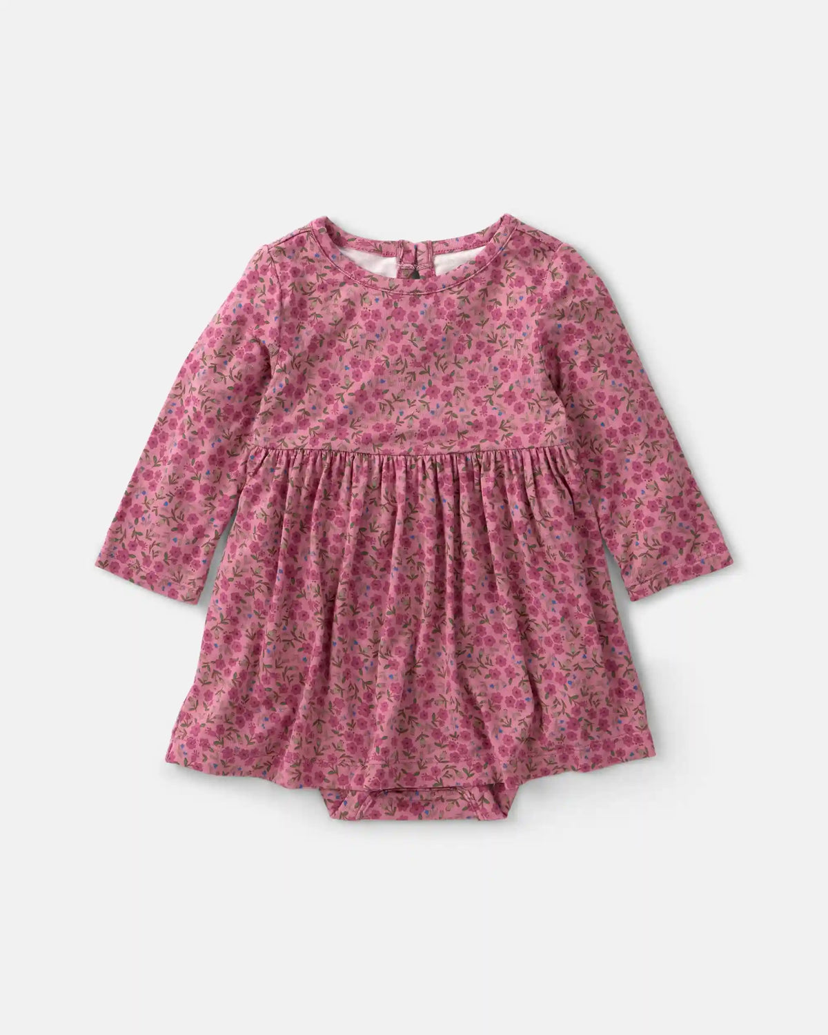 Baby Girl Floral PurelySoft™ Long-Sleeve Bodysuit Dress - Pink