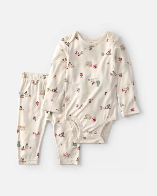 Baby 2-Piece North Pole PurelySoft™ Long-Sleeve Bodysuit & Pant Set - Cream