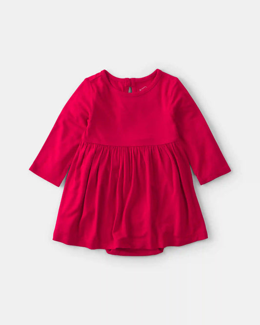 Baby Girl PurelySoft™ Long-Sleeve Bodysuit Dress - Red