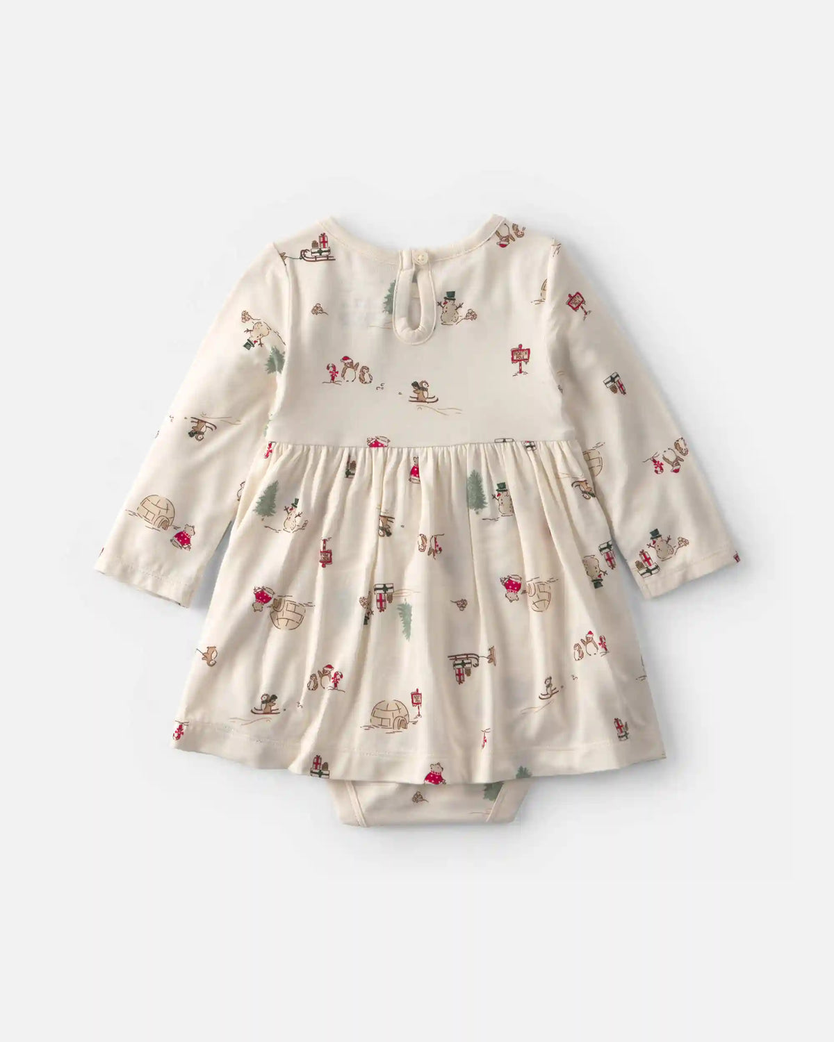 Baby Girl North Pole PurelySoft™ Long-Sleeve Bodysuit Dress - Cream