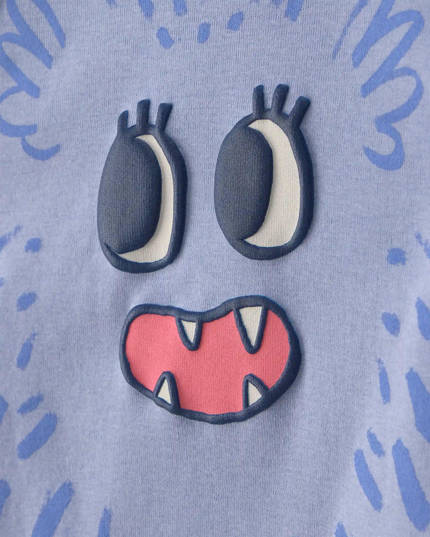 Baby Girl 4-Piece Monster 100% Cotton Snug Fit Pajama Set - Blue/Cream