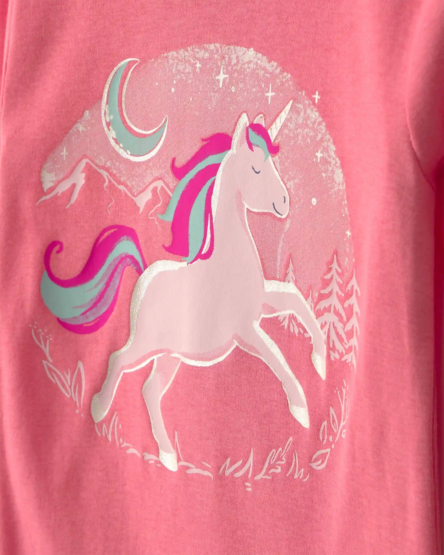 Baby Girl 4-Piece Unicorn 100% Cotton Snug Fit Pajama Set - Coral/Pink