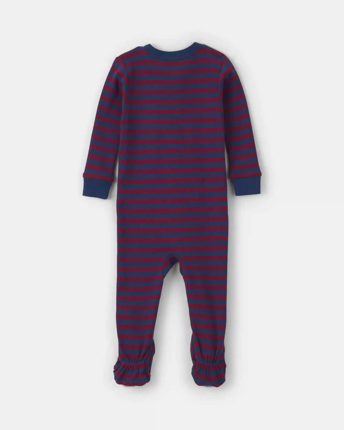 Baby Boy 1-Piece Dog Striped 2-Way Zip 100% Cotton Snug Fit Footed Pajama - Burgundy/Blue