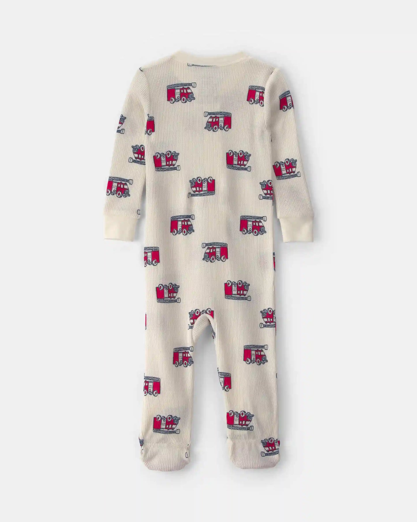 Baby Boy 1-Piece Firetrucks Thermal Snug Fit Footed Pajama - Cream