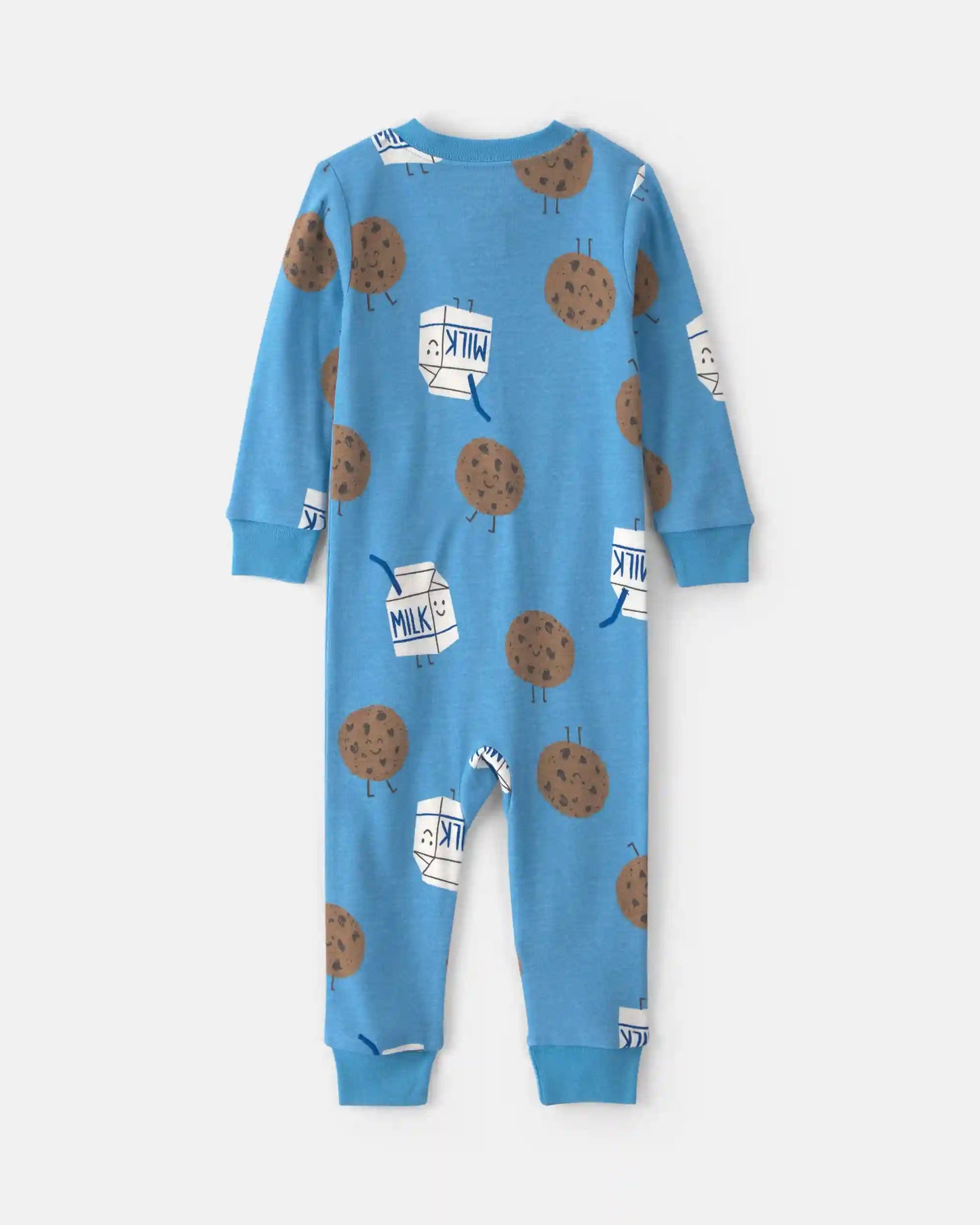 Baby Boy 1-Piece Milk & Cookies 100% Cotton Pajama - Blue
