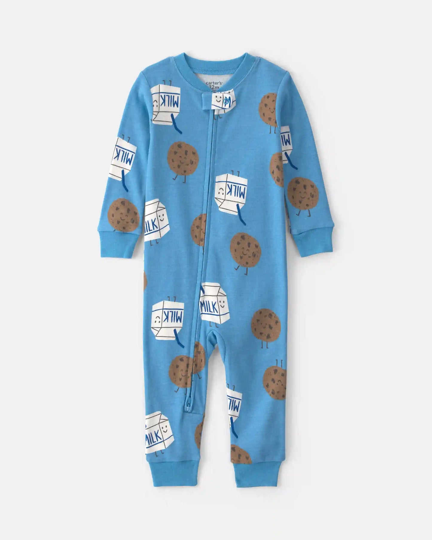 Baby Boy 1-Piece Milk & Cookies 100% Cotton Pajama - Blue