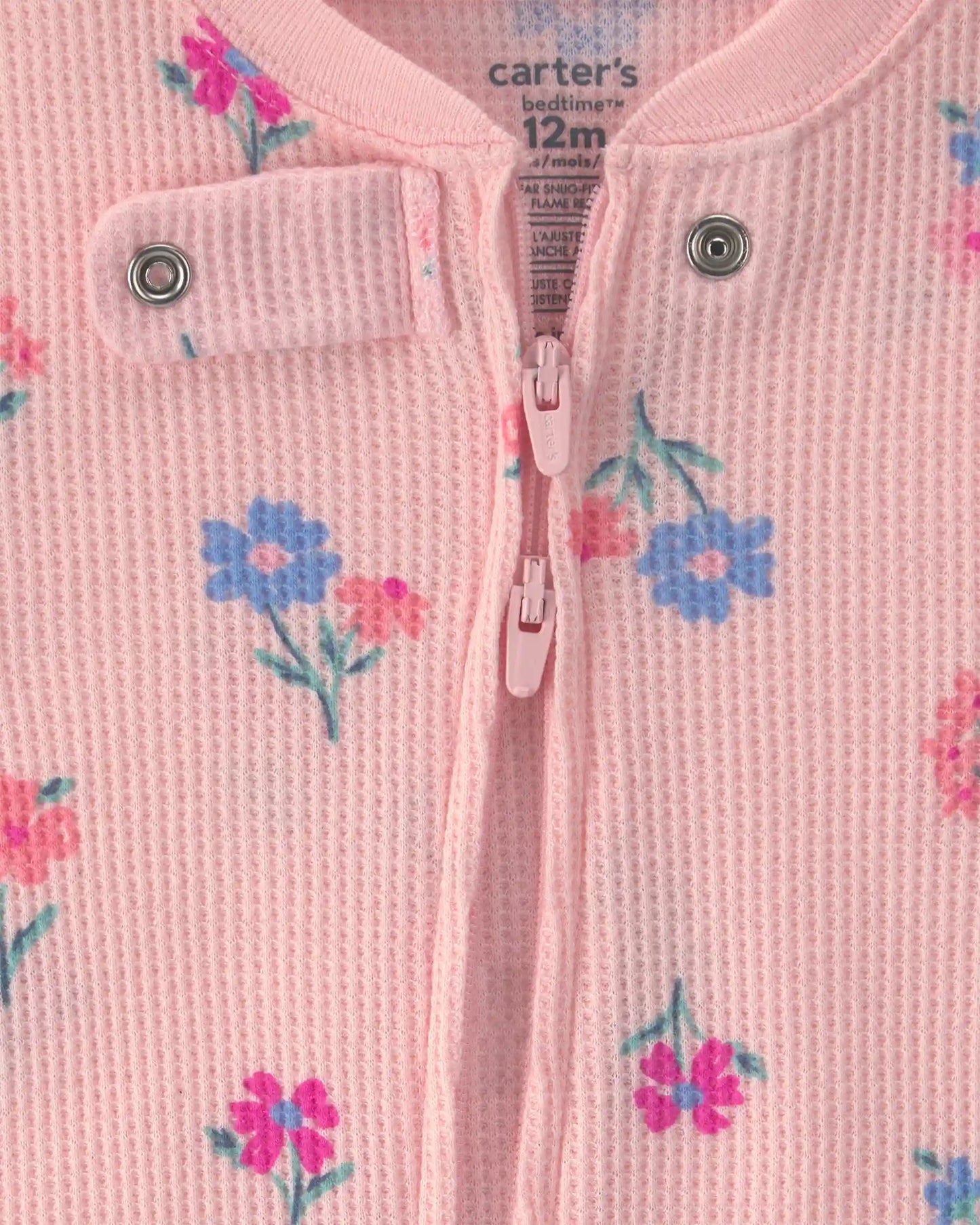 Baby Girl 1-Piece Floral Thermal Snug Fit Footed Pajama - Pink