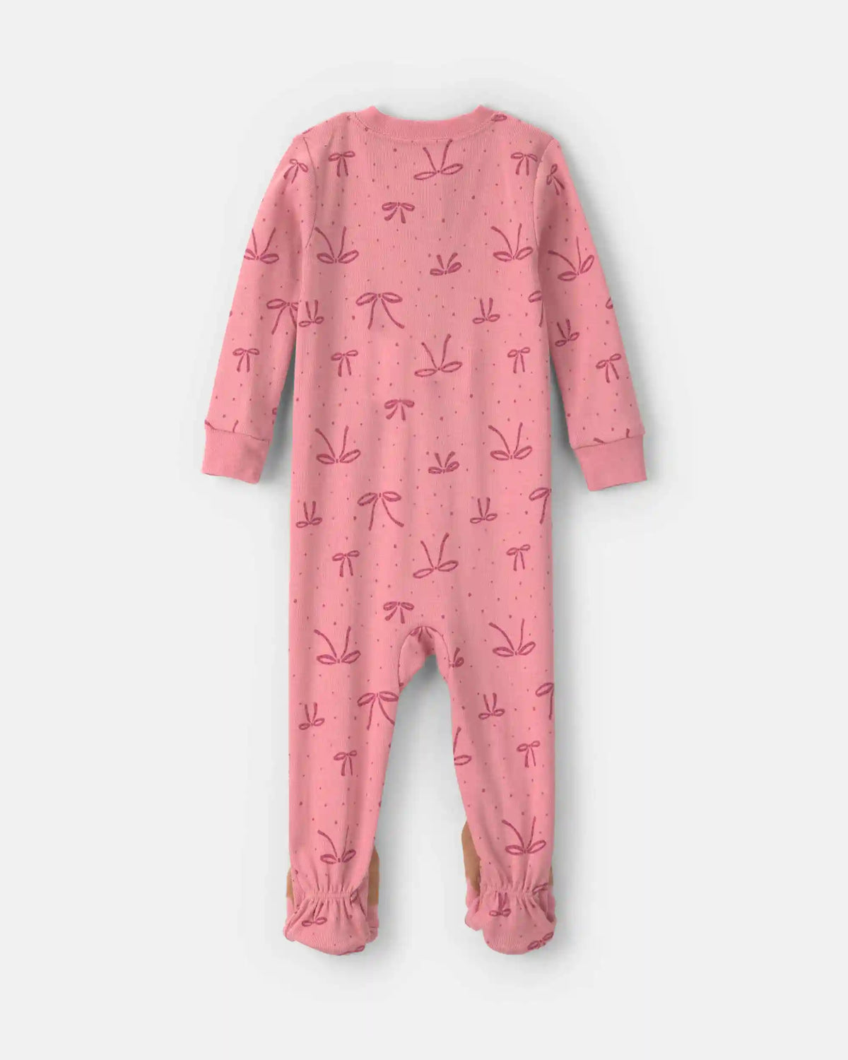 Baby Girl 1-Piece Bows 2-Way Zip 100% Cotton Snug Fit Footed Pajama - Pink