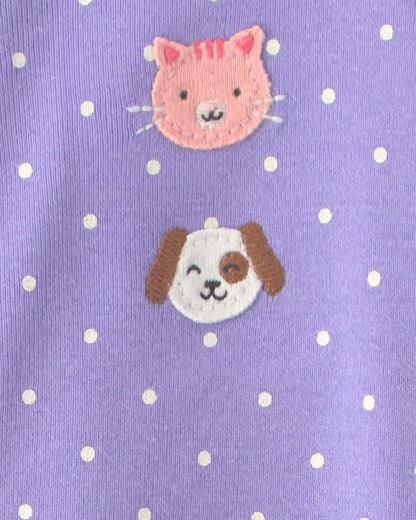 Baby Girl 1-Piece Pets 2-Way Zip 100% Cotton Snug Fit Pajama - Purple