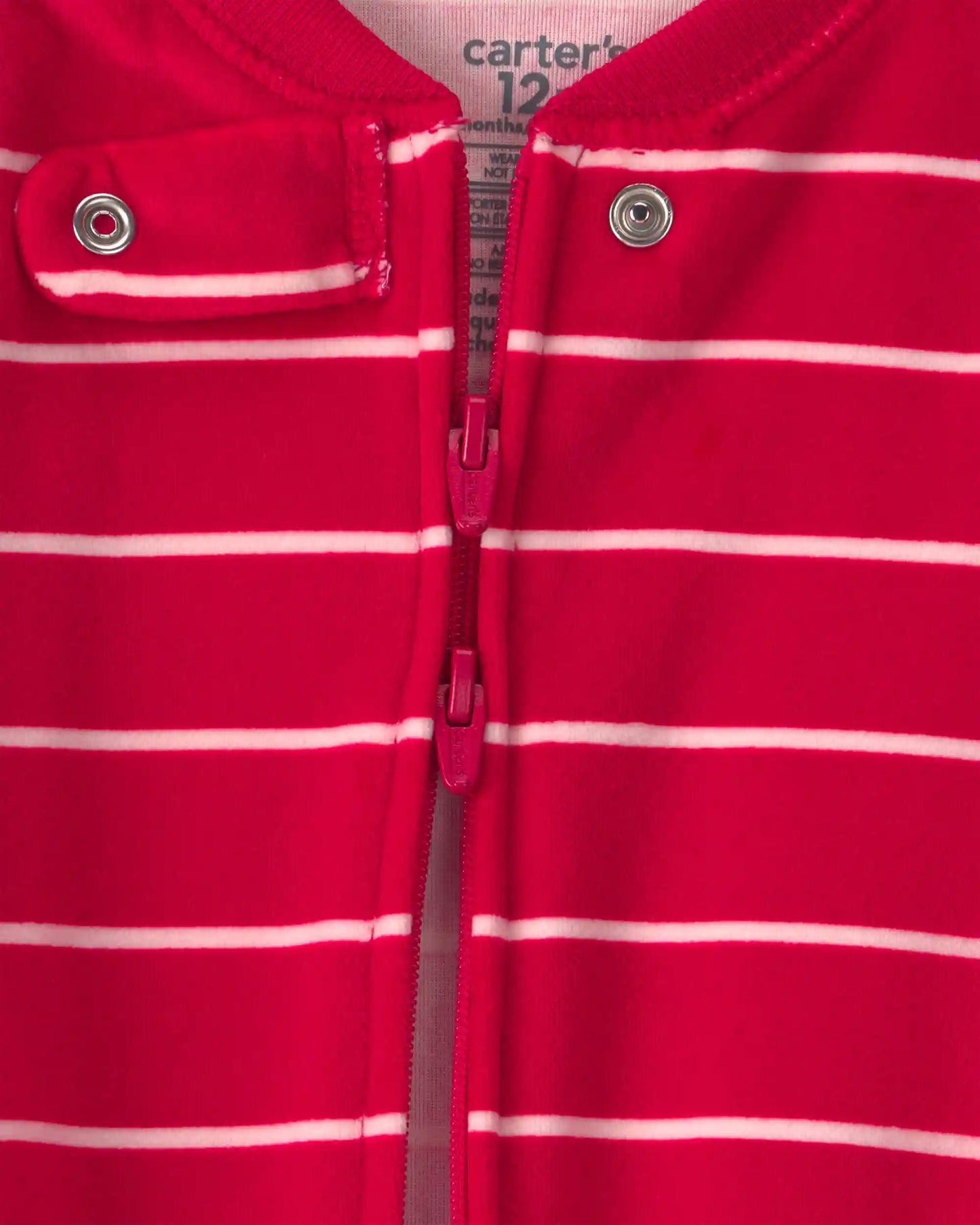 Baby Boy 1-Piece Moose Striped 2-Way Zip DreamPlush Snug Fit Footed Pajama - Red
