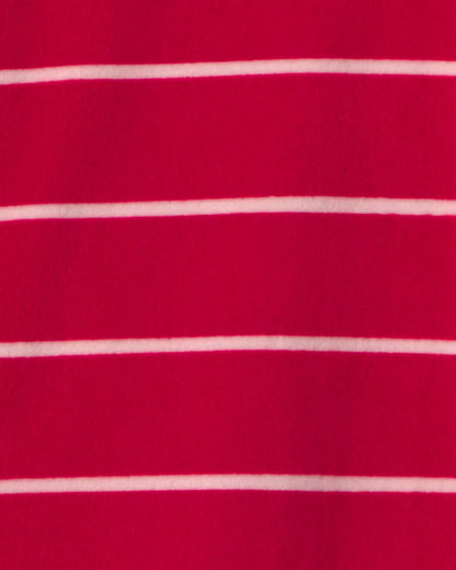 Baby Boy 1-Piece Moose Striped 2-Way Zip DreamPlush Snug Fit Footed Pajama - Red