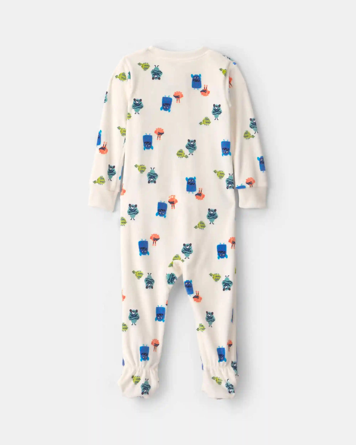 Baby Boy 1-Piece Monster 2-Way Zip DreamPlush Snug Fit Footed Pajama - Cream