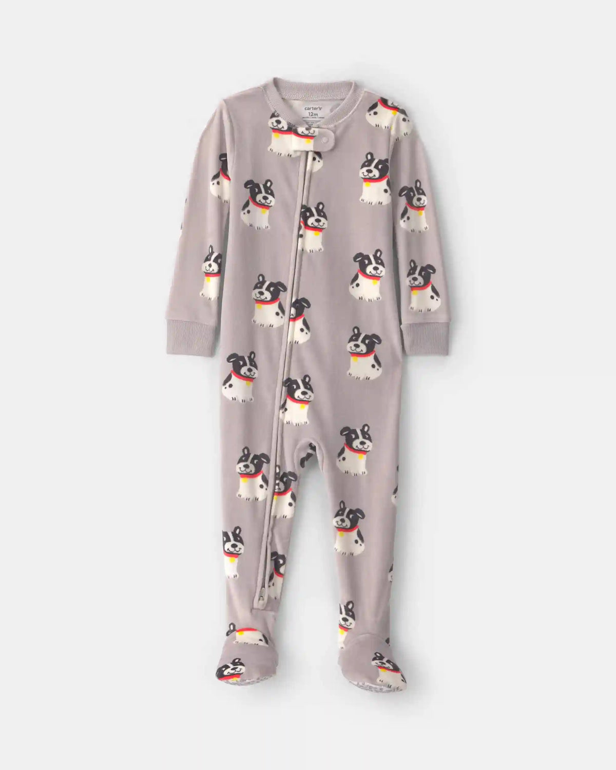 Baby Boy 1-Piece Dog 2-Way Zip DreamPlush Snug Fit Footed Pajama - Grey