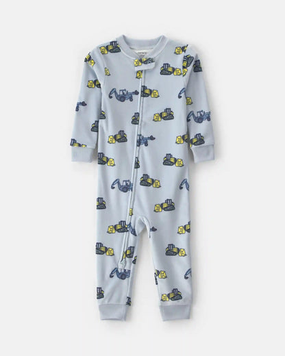 Baby Boy 1-Piece Construction 2-Way Zip DreamPlush Snug Fit Pajama - Blue